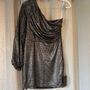 Black and Gold Sequin Mini Dress